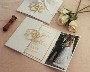 Undangan Pernikahan Mewah 3D Couture, Kartu RSVP Akrilik Transparan dengan Foil Emas Modern untuk Undangan Pernikahan - Product Image 4