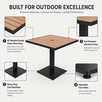 Tables et chaises d'extérieur en aluminium et bois composite, imitation teck, meubles de jardin durables, table de café en bois plastique