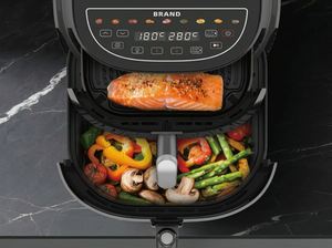 Four à friture à air double compartiment et appareil à pizza, pour cuisiner deux plats en même temps, avec une cuve familiale de 8,5 L et une plaque à pizza de 12 pouces, idéal pour les fêtes du week-end - Product Image 6