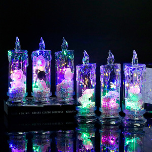 Velas sin llama LED Rosa acrílica, flor inmortal con pilas, simulación LED, luz de vela electrónica para Festival, boda - Product Image 3