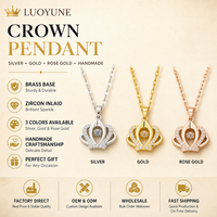 LUOYUNE Venta Directa de Fábrica OEM&ODM Collar con Colgante de Corona de Latón Chapado en Oro de 18K con Zirconia, Amuleto de Joyería para Pedidos al por Mayor de Boutiques