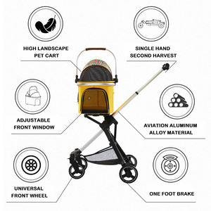 Luxury 4-Wheel Pet Stroller Detachable <b>Cage</b> Easy One-Hand Fold Lightweight Travel Carrier Transparent Fabric Fashion for Dogs - Product Image 4