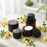Flacons en verre pour crème pour le visage, rechargeables, ambre, de 5 g à 250 g, pour échantillons