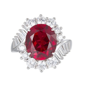 Joyería de Banquete Real Estilo Noble para Dama, Chapada en Plata 925 con Piedras Rojas de Sangre de Paloma Cultivadas en Laboratorio, para Alfombra Roja - Product Image 1