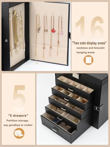 Estuche Cosmético de Gran Capacidad de Seis Capas, Caja de Joyería con Espejo, Regalo Navideño, Black Friday - Product Image 2