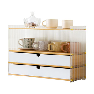 Estante acrílico para portavasos con cajón, vitrina de almacenamiento transparente a prueba de polvo para tazas de café y té, organización de escritorio - Product Image 5