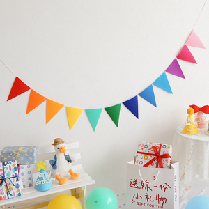 Bandiera festa in feltro Baby docce bandiera triangolo oggetti di scena colorati bandiera stamina ghirlanda decorazione campeggio all'aperto - Product Image 3