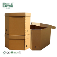 Boîte de transport plate ondulée personnalisée, écologique, haut de gamme, portable, 3/5/7 couches, en matériaux recyclés, grande, à fentes, avec gaufrage pour