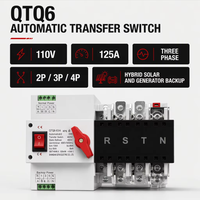 Interrupteur de transfert automatique double alimentation 110V 125A QTQ6 ATS, options 2P 3P 4P, pour alimentation réseau électrique