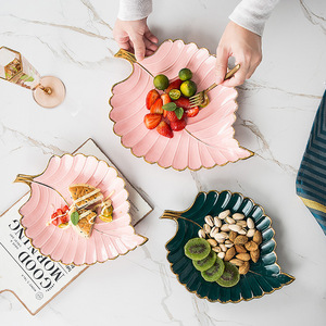 صحن صواني إبداعية على شكل ورقة شجر طبق حلوى وجبة خفيفة - Product Image 3