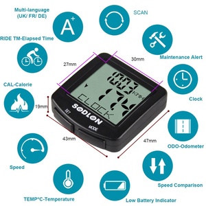 Komputer sepeda berkabel Lcd hitam, Speedometer pelacak kecepatan mil untuk sepeda gunung - Product Image 4