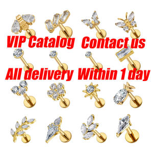 مجوهرات ثقب الجسم بتصميم سلسلة جراند F136 التيتانيوم المطلية بالذهب، مجوهرات أذن وأنف عصرية (يرجى الاتصال بنا للاطلاع على الكتالوج) - Product Image 1