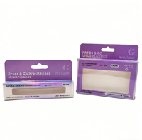 Boîte d'emballage personnalisée pour faux cils et lentilles de contact colorées, avec lamination brillante, auto-érectible, recyclable et doublée d'éponge, quatre couleurs
