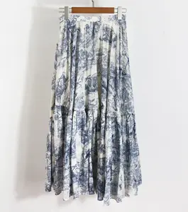 Midi Skirts Summer Vintage High Waist Floral Long Skirts For Women