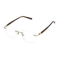 Vente en gros de lunettes sans monture en titane doré brillant, logo personnalisé, style moderne minimaliste, montures de lunettes en acétate, montures optiques tendance