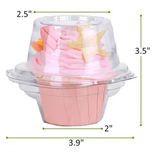 Emballage à clapet personnalisé à emporter en plastique transparent mini porte-gâteau boîte à cupcake unique pour la fête