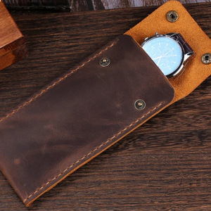 Étui à montre simple en cuir PU rétro, pochette à montre personnalisable par gravure laser, boîte à montre, organiseur de montres portable de voyage. - Product Image 3