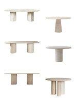 Meubles en pierre naturelle de luxe Table console en travertin beige à pieds arqués Table console en marbre de style romain rétro pour le salon