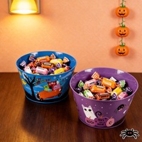Halloween Plastik Runde Süßigkeiteneimer - Anpassbare Partydekorationen, Requisiten für die Veranstaltungsgestaltung, Gruselige Feiertagsdekoration