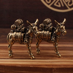 Brass Walking Donkey Figurine <b>Small</b> Home Desktop <b>Ornament</b> Animal Shape Decorative Object Gift Souvenir - Product Image 1