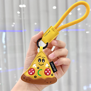 Llavero de Cuero PU con Diseño de Dibujos Animados, Miniatura de Comida como Donut, Pizza, Hamburguesa, Llavero de Lujo con Simulación de Comida de Cocina, Anillos para Llaves - Product Image 3