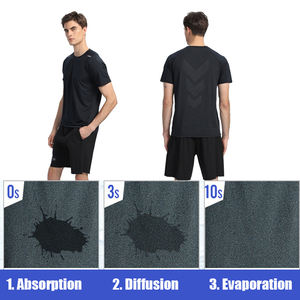 Maglietta da corsa rapida in poliestere <span class=keywords><strong>traspirante</strong></span> estiva personalizzata per uomo Fitness sport da ginnastica sportivo da uomo T-Shirt - Product Image 3