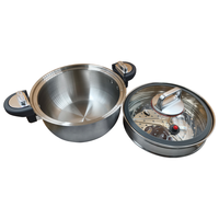 Ensemble de 3 casseroles de luxe en acier inoxydable antiadhésives, sans PFOA, avec cuiseur vapeur et faitout à triple couche en acier