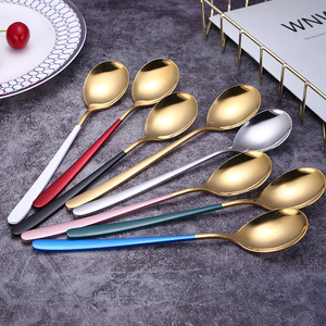 Cuchara de Postre Coreana de Acero Inoxidable 304, Cuchara para Mezclar de Mango Largo, Portátil para Uso en Restaurantes - Product Image 2