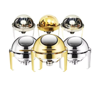 Autres fournitures hôtelières et de restauration : Réchauds de luxe pour aliments, Chafing dish rond hydraulique à charnières, Plat de buffet doré