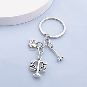 European &amp; American Style Zinc Alloy Scales of Justice Lawyer's Gavel <strong>Law</strong> School <strong>Gift</strong> Judge's Scales Keychain - Product Image 2