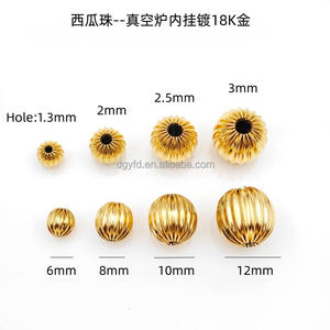 Cuentas espaciadoras acanaladas de acero inoxidable chapadas en oro de 18K, cuentas tipo semilla de melón, resistentes al deslustre, <span class=keywords><strong>para</strong></span> fabricación de joyas DIY, venta al por mayor - Product Image 2