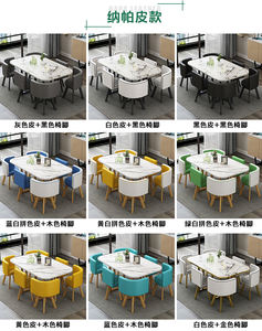 Set <span class=keywords><strong>Tavolo</strong></span> da Pranzo di Lusso in Legno e Pietra <span class=keywords><strong>con</strong></span> <span class=keywords><strong>6</strong></span> <span class=keywords><strong>Sedie</strong></span>, Arredamento Moderno per Soggiorno e Ristorante - Product Image 6