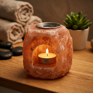 Lampe en sel rouge de l'Himalaya naturel avec base en bois, éclairage en cristal de roche fait main pour la décoration de la maison, boutiques de cadeaux - Product Image 1