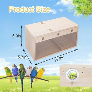 Parakeet yuvalama kutusu şeffaf kuş yetiştiriciliği kutusu doğal ahşap kuş kafesi - Product Image 4
