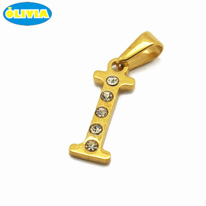 จี้สเตนเลสรูปตัวอักษรสีทอง18K คละจำนวนจี้ตัวอักษรสร้อยคอดีไซน์26รูปตัวอักษรไม้ไผ่จี้ตัวอักษร - Product Image 4