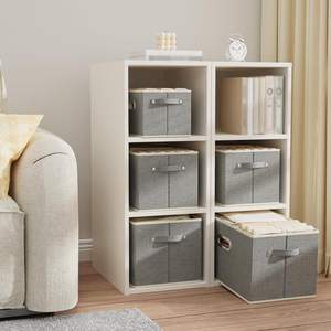 Contenedores de Almacenamiento Abiertos de Tela con Asas Metálicas, Cestas Organizadoras Plegables, Cajas Cúbicas Plegables para Estantes, Armarios y Sala de Estar - Product Image 3