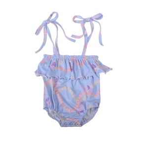 Combinaison bébé imprimée Hawaï printemps-été en coton bulle avec bretelles réglables et dos nu, taille personnalisée - Product Image 4