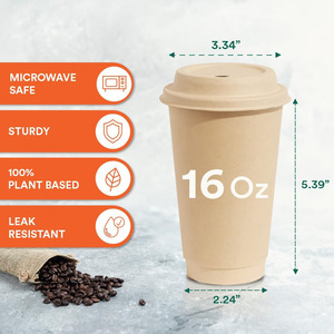 Couvre-gobelet à café rond en papier PLA biodégradable et compostable, anti-fuite, avec fermeture lisse pour boissons - Product Image 2