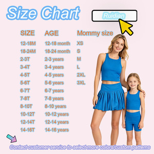 Ensemble athlétique 3 pièces <span class=keywords><strong>Maman</strong></span> et moi : Débardeur dos nageur et jupe-short plissée avec short cycliste pour femme et enfant – Collection été 2026 OEM - Product Image 2