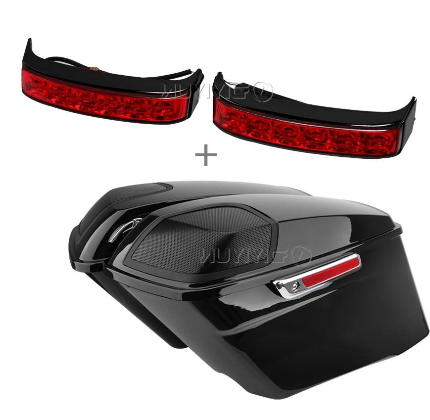 ABS Motorcycle Hard Saddlebags Waterproof LED Lamps