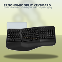 Claviers ergonomiques personnalisés Wave Keys 2.4G Clavier ergonomique sans fil silencieux sans fil avec repose-mains rembourré