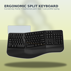 Claviers ergonomiques personnalisés Wave Keys 2.4G Clavier ergonomique sans fil silencieux sans fil avec repose-mains rembourré - Product Image 3