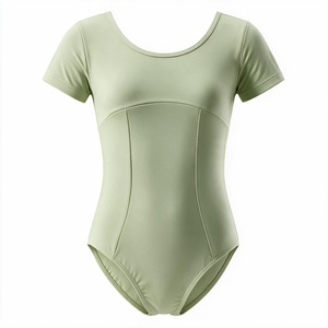 Justaucorps de danse pour femmes à manches courtes, t-shirt de ballet moulant, unitard d'entraînement, tenue de scène - Product Image 3