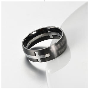 Men's Titanium Steel Cross <b>Ring</b> Gold Steel Color Matte Brushed Finish Detachable Two In One Jewelry Gift - Product Image 4