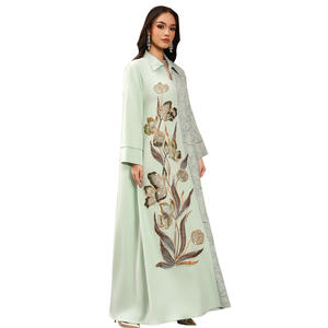 斋月新款网纱刺绣连衣裙穆斯林奢华时尚长袍民族服装长款中东阿拉伯女装 - Product Image 1