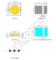 Diode LED SMD 3030 3V 2W blanc froid, directement de l'usine, avec garantie de 3 ans et angle de vision de 120° pour rétroéclairage de téléviseur