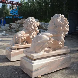 Statua di leone in pietra naturale intagliata a mano di fascia alta e conveniente di fascia alta