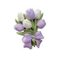 Diffuseur de parfum pour voiture en forme de tulipe, design floral élégant, pendentif décoratif pour grille d'aération, diffuseur en gypse papillon