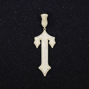 Fashion Ice Out <b>Cross</b> Pendant 925 <b>Sterling</b> <b>Silver</b> Gold Plated Round Moissanite Hip Hop <b>Cross</b> Pendant for Twisted.<b>Necklace</b> - Product Image 2