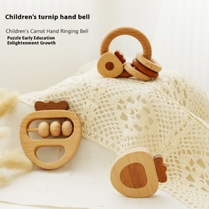 <span class=keywords><strong>Hochet</strong></span> éducatif à mâcher en bois massif pour les nourrissons sans peinture année de lapin 0-3-6 mois bébé jouet en bois pour les filles - Product Image 2